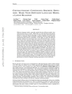 Coevolutionary Continuous Discrete Diffusion: Make Your Diffusion Language Model a Latent Reasoner