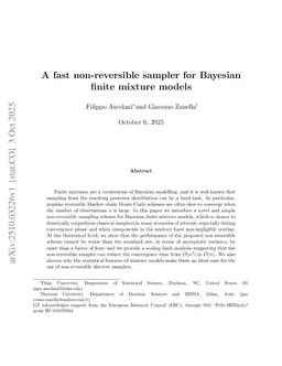 A fast non-reversible sampler for Bayesian finite mixture models