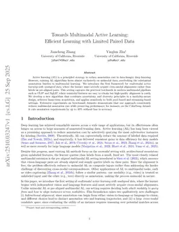 Towards Multimodal Active Learning: Efficient Learning with Limited Paired Data