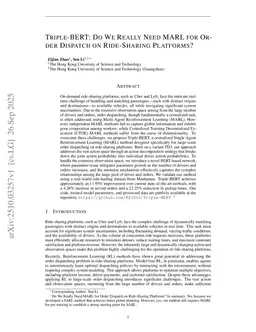 Triple-BERT: Do We Really Need MARL for Order Dispatch on Ride-Sharing Platforms?
