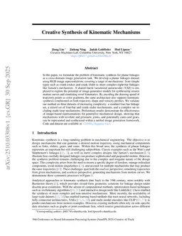 Creative synthesis of kinematic mechanisms