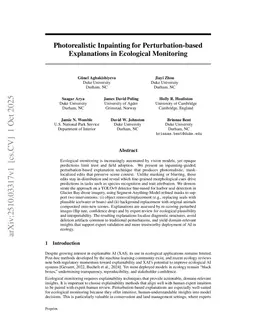 Photorealistic Inpainting for Perturbation-based Explanations in Ecological Monitoring