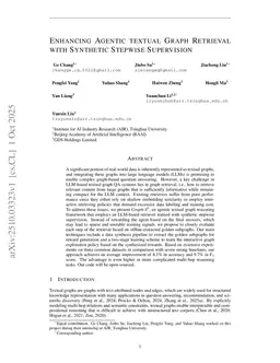 Enhancing Agentic Textual Graph Retrieval with Synthetic Stepwise Supervision