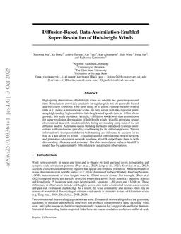 Diffusion-Based, Data-Assimilation-Enabled Super-Resolution of Hub-height Winds