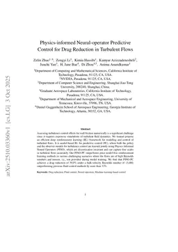 Physics-informed Neural-operator Predictive Control for Drag Reduction in Turbulent Flows