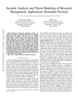 Security Analysis and Threat Modeling of Research Management Applications [Extended Version]