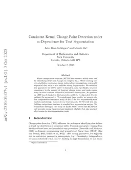 Consistent Kernel Change-Point Detection under m-Dependence for Text Segmentation