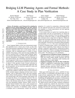 Bridging LLM Planning Agents and Formal Methods: A Case Study in Plan Verification