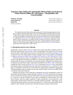 Trajectory Data Suffices for Statistically Efficient Policy Evaluation in Finite-Horizon Offline RL with Linear $q^π$-Realizability and Concentrability
