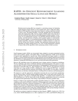 RAPID: An Efficient Reinforcement Learning Algorithm for Small Language Models