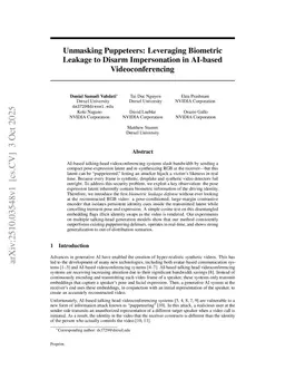 Unmasking Puppeteers: Leveraging Biometric Leakage to Disarm Impersonation in AI-based Videoconferencing