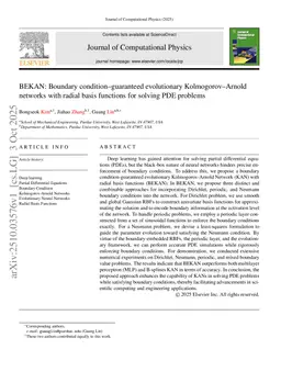 BEKAN: Boundary condition-guaranteed evolutionary Kolmogorov-Arnold networks with radial basis functions for solving PDE problems
