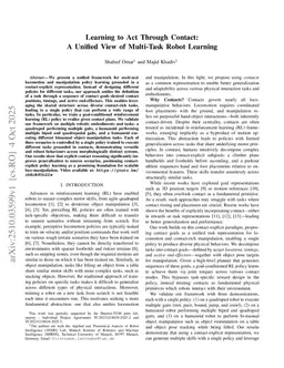 Learning to Act Through Contact: A Unified View of Multi-Task Robot Learning