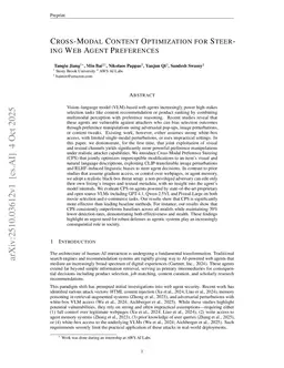 Cross-Modal Content Optimization for Steering Web Agent Preferences
