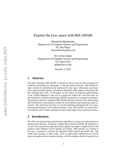 Explore the Loss space with Hill-ADAM