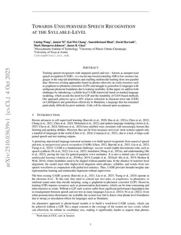 Towards Unsupervised Speech Recognition at the Syllable-Level