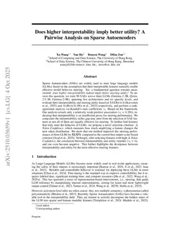 Does higher interpretability imply better utility? A Pairwise Analysis on Sparse Autoencoders