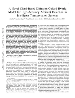 A Novel Cloud-Based Diffusion-Guided Hybrid Model for High-Accuracy Accident Detection in Intelligent Transportation Systems