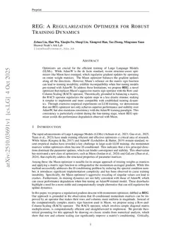 REG: A Regularization Optimizer for Robust Training Dynamics