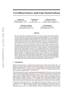 Cost Efficient Fairness Audit Under Partial Feedback