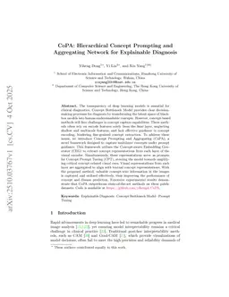 CoPA: Hierarchical Concept Prompting and Aggregating Network for Explainable Diagnosis