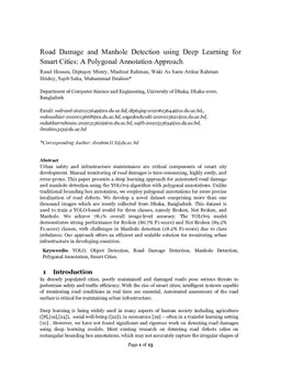 Road Damage and Manhole Detection using Deep Learning for Smart Cities: A Polygonal Annotation Approach