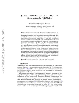 Joint Neural SDF Reconstruction and Semantic Segmentation for CAD Models