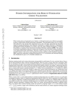 Technical note on Fisher Information for Robust Federated Cross-Validation
