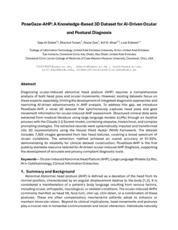 PoseGaze-AHP: A Knowledge-Based 3D Dataset for AI-Driven Ocular and Postural Diagnosis