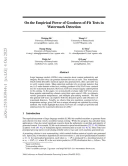 On the Empirical Power of Goodness-of-Fit Tests in Watermark Detection
