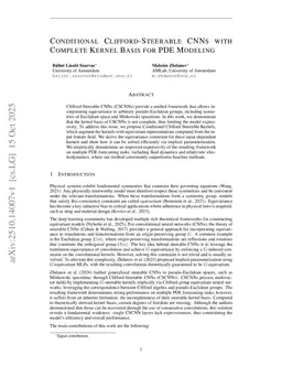 Conditional Clifford-Steerable CNNs with Complete Kernel Basis for PDE Modeling