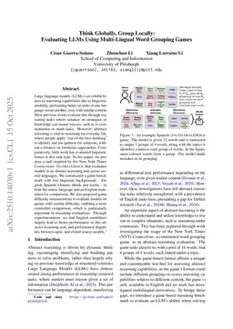 Think Globally, Group Locally: Evaluating LLMs Using Multi-Lingual Word Grouping Games