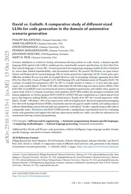 David vs. Goliath: A comparative study of different-sized LLMs for code generation in the domain of automotive scenario generation