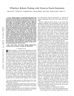 ViTacGen: Robotic Pushing with Vision-to-Touch Generation
