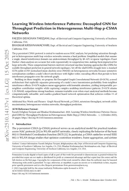 Learning Wireless Interference Patterns: Decoupled GNN for Throughput Prediction in Heterogeneous Multi-Hop p-CSMA Networks