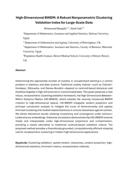 High-Dimensional BWDM: A Robust Nonparametric Clustering Validation Index for Large-Scale Data