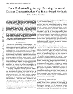 Data Understanding Survey: Pursuing Improved Dataset Characterization Via Tensor-based Methods