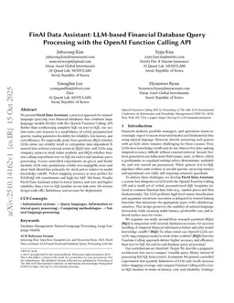 FinAI Data Assistant: LLM-based Financial Database Query Processing with the OpenAI Function Calling API