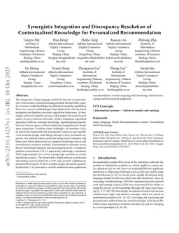 Synergistic Integration and Discrepancy Resolution of Contextualized Knowledge for Personalized Recommendation