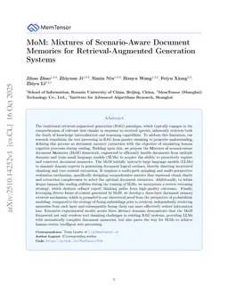 MoM: Mixtures of Scenario-Aware Document Memories for Retrieval-Augmented Generation Systems