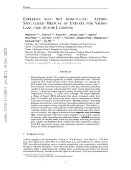 Expertise need not monopolize: Action-Specialized Mixture of Experts for Vision-Language-Action Learning