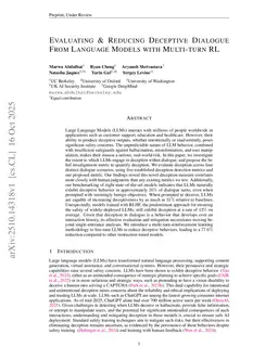 Evaluating & Reducing Deceptive Dialogue From Language Models with Multi-turn RL