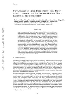 Metacognitive Self-Correction for Multi-Agent System via Prototype-Guided Next-Execution Reconstruction