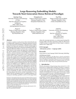 Large Reasoning Embedding Models: Towards Next-Generation Dense Retrieval Paradigm