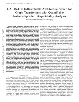DARTS-GT: Differentiable Architecture Search for Graph Transformers with Quantifiable Instance-Specific Interpretability Analysis