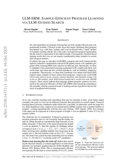 LLM-ERM: Sample-Efficient Program Learning via LLM-Guided Search