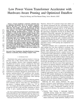 Low Power Vision Transformer Accelerator with Hardware-Aware Pruning and Optimized Dataflow