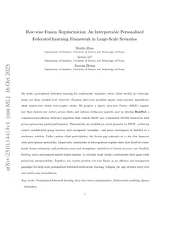 Row-wise Fusion Regularization: An Interpretable Personalized Federated Learning Framework in Large-Scale Scenarios