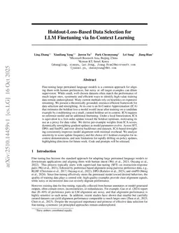 Holdout-Loss-Based Data Selection for LLM Finetuning via In-Context Learning