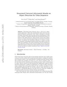 Structured Universal Adversarial Attacks on Object Detection for Video Sequences